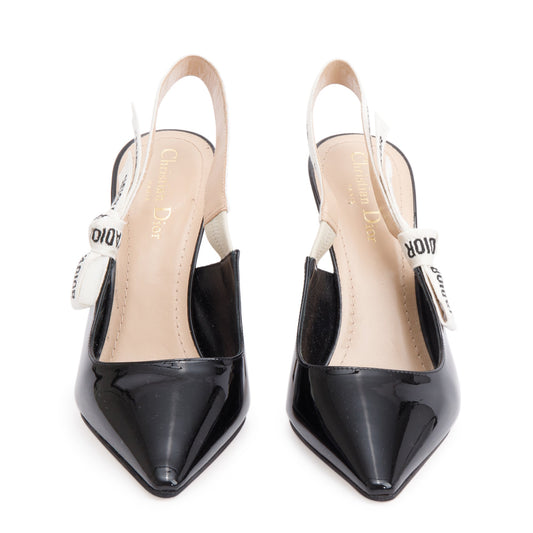Dior Christian Patent J'A Slingback Pumps, Size Handbag Leather Black Shoes