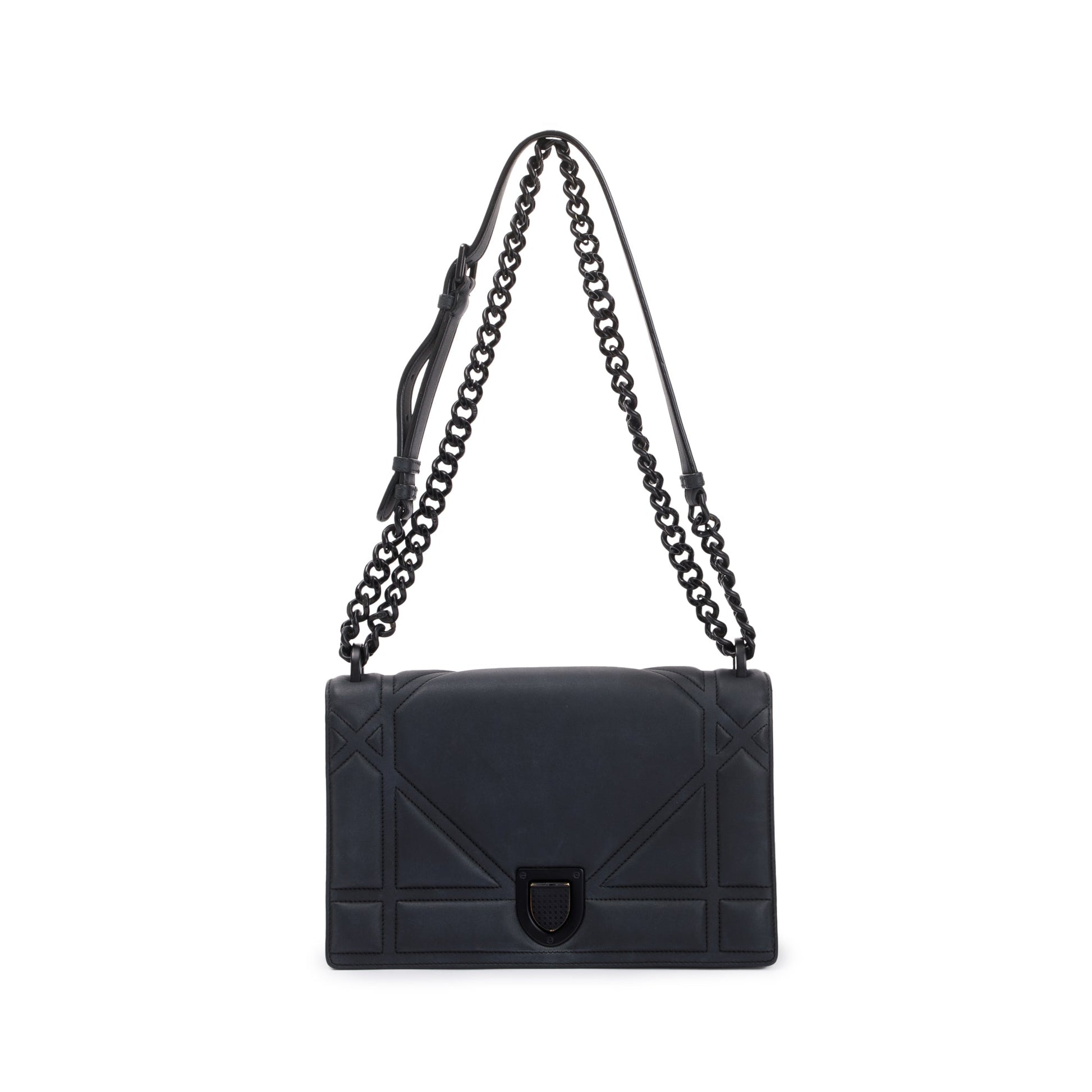 Dior Christian Ultramatte Calfskin ama Flap Bag Leather Black Travel Bag