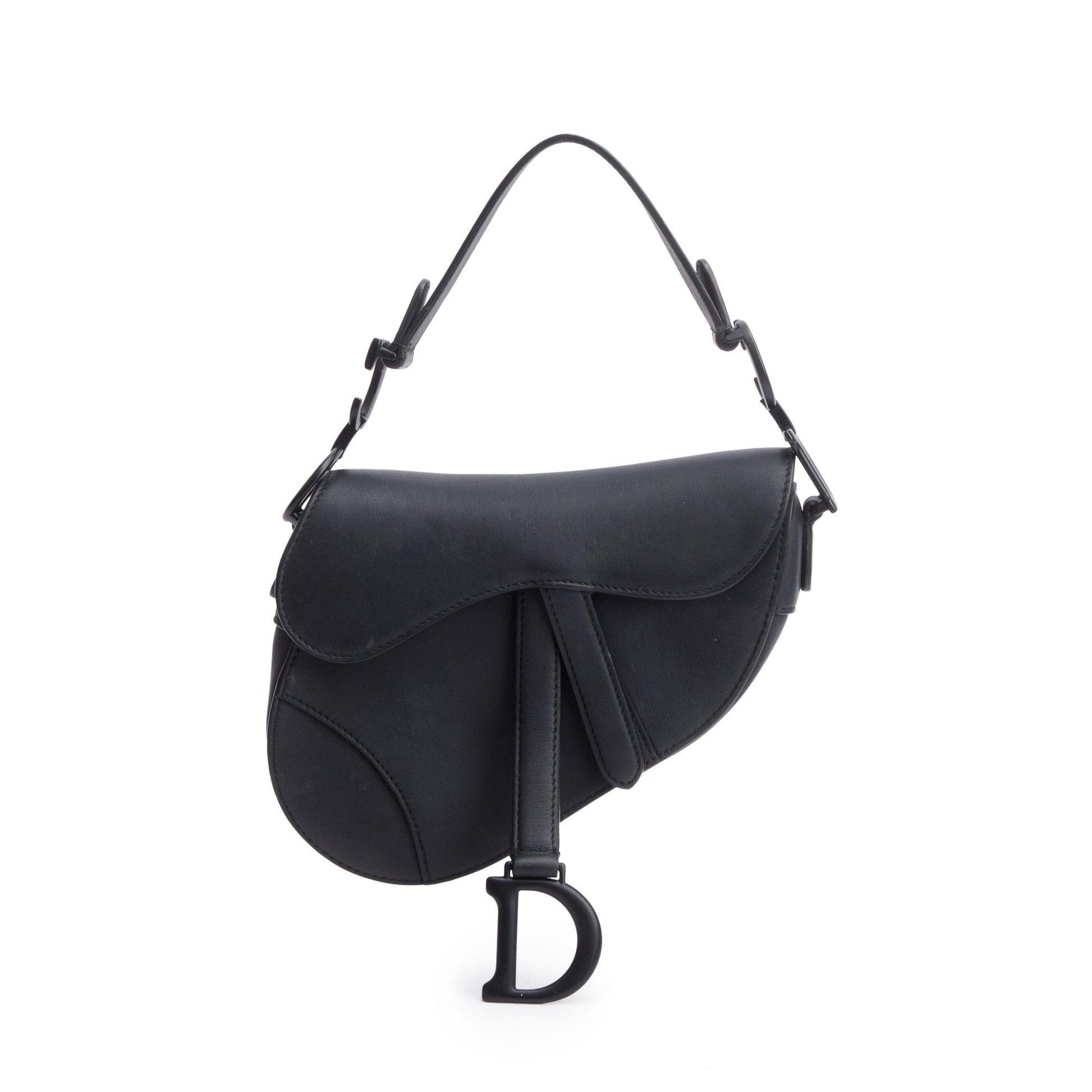 Dior Christian Ultramatte Calfskin Saddle Bag Leather Black Travel Bag