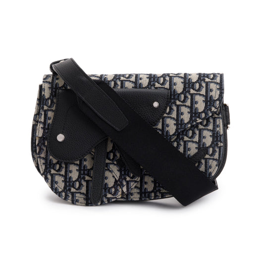 Dior Christian Essentials Oblique Jacquard Saddle Pouch Handbag Travel Bag