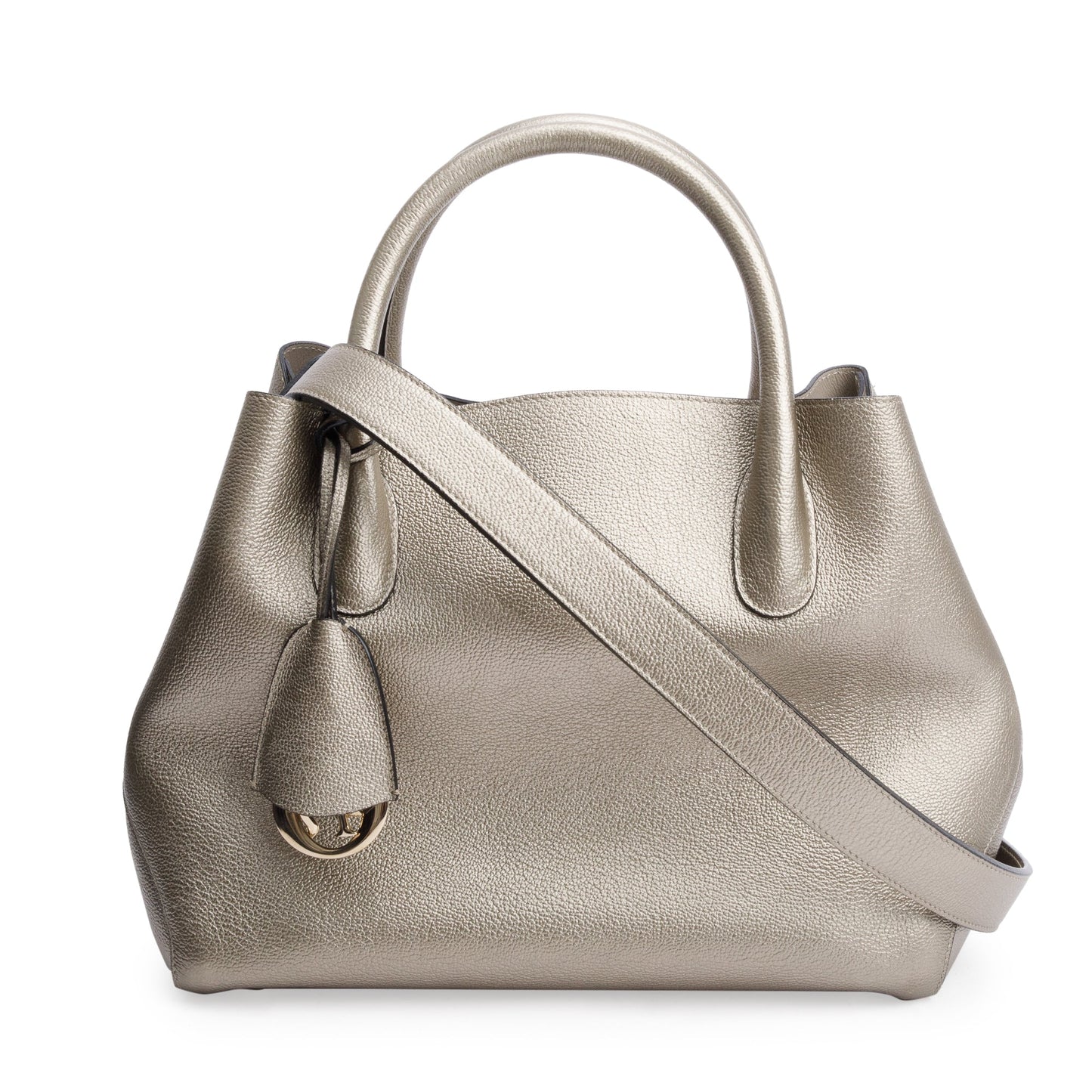 Dior Christian Metallic Calfskin Open Bar Tote Handbag Leather Gold Tote Bag