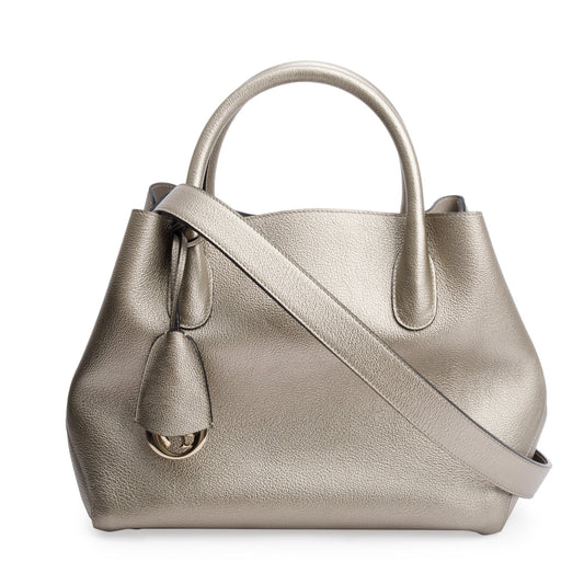 Dior Christian Metallic Calfskin Open Bar Tote Handbag Leather Gold Tote Bag