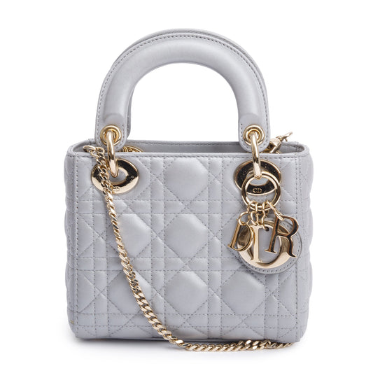 Dior Christian Grey Cannage Lady Bag Leather Mini Travel Bag