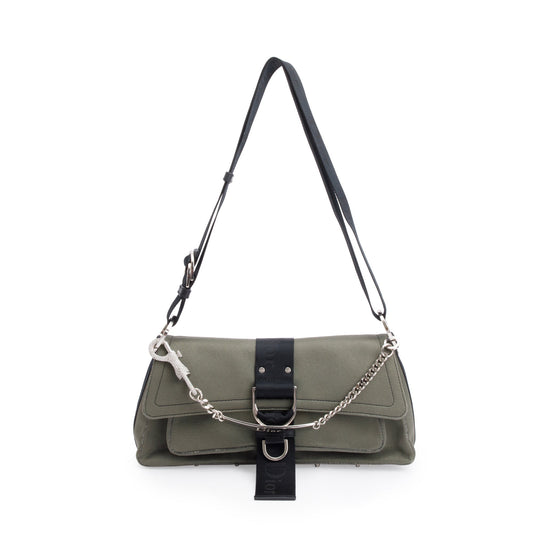Dior Christian Grey Crystal Embellished Hardcore Shoulder Bag Canvas