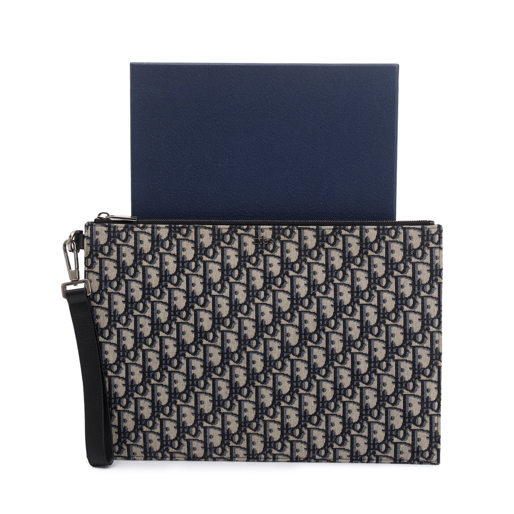Dior Christian Homme & Oblique Jacquard A Pouch Black Beige Travel Bag