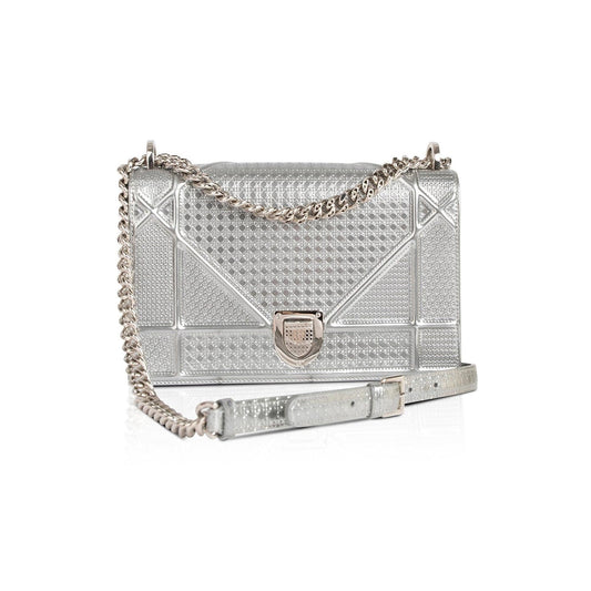 Dior Christian Metallic Microcannage ama Shoulder Bag Large