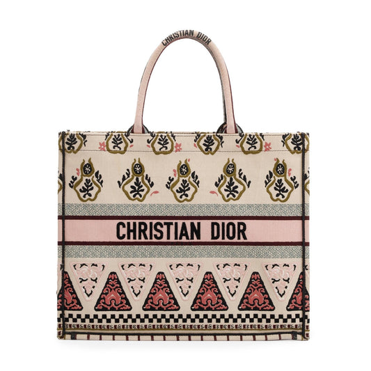 Dior Christian Multicolor Embroidered Geometric Book Tote Handbag Canvas Tote Bag