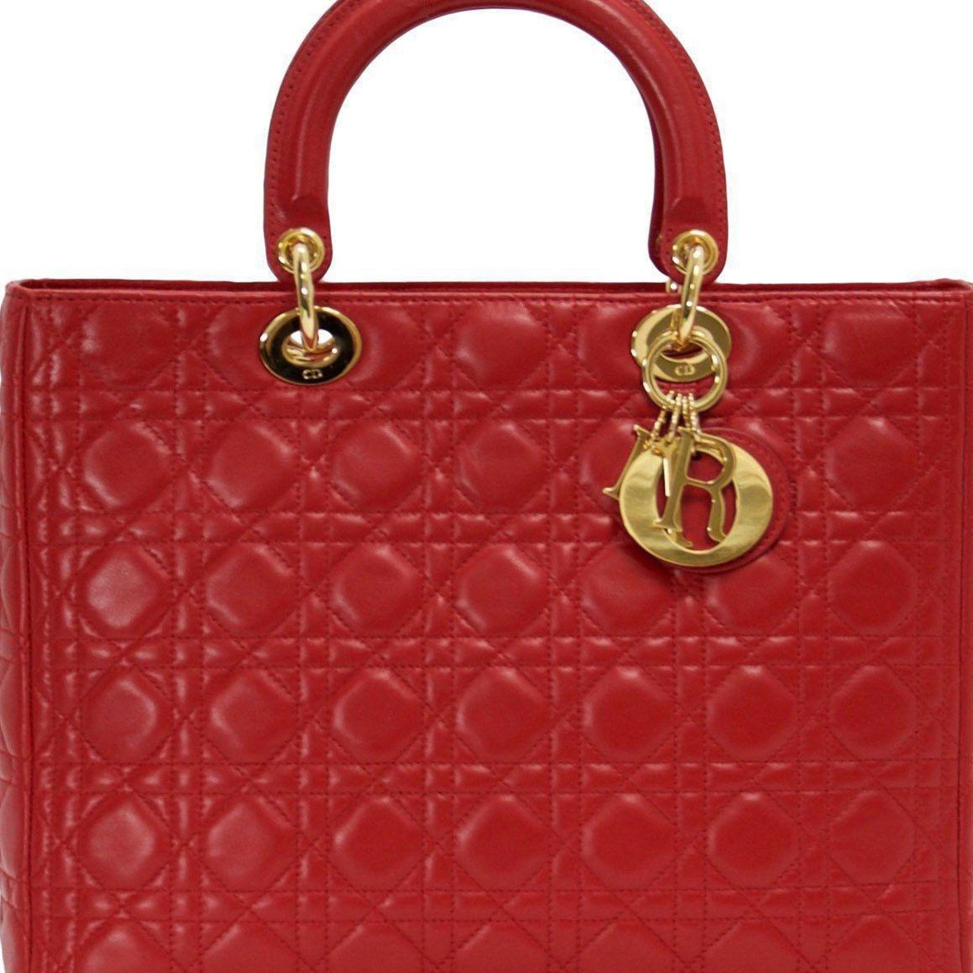 Dior Christian Lady Bag Leather Red Travel Bag