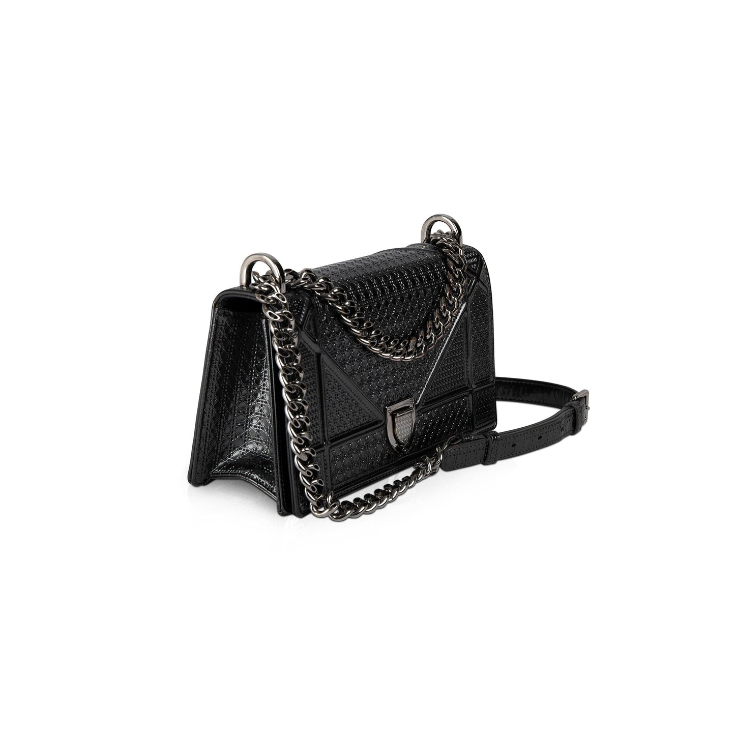 Dior Christian Metallic Microcannage ama Bag Chain Travel Bag
