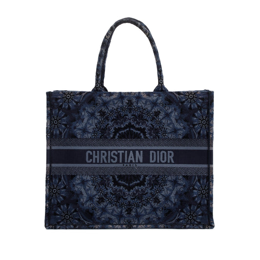 Dior Christian Navy Kalei scopic Embroidery Book Tote Large Tote Bag