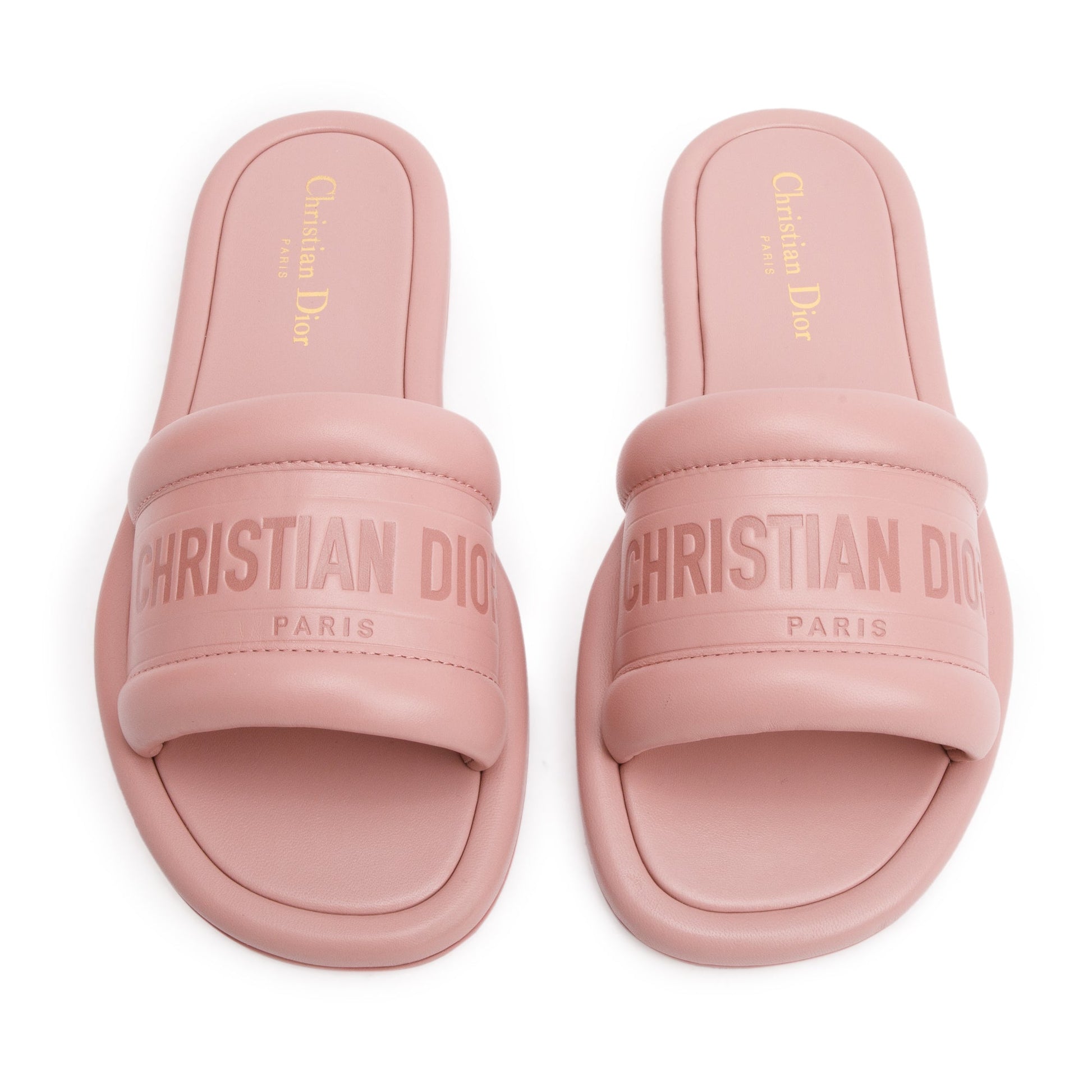 Dior Christian Embossed Lambskin Every D Slide, Size Leather Pink Travel Bag