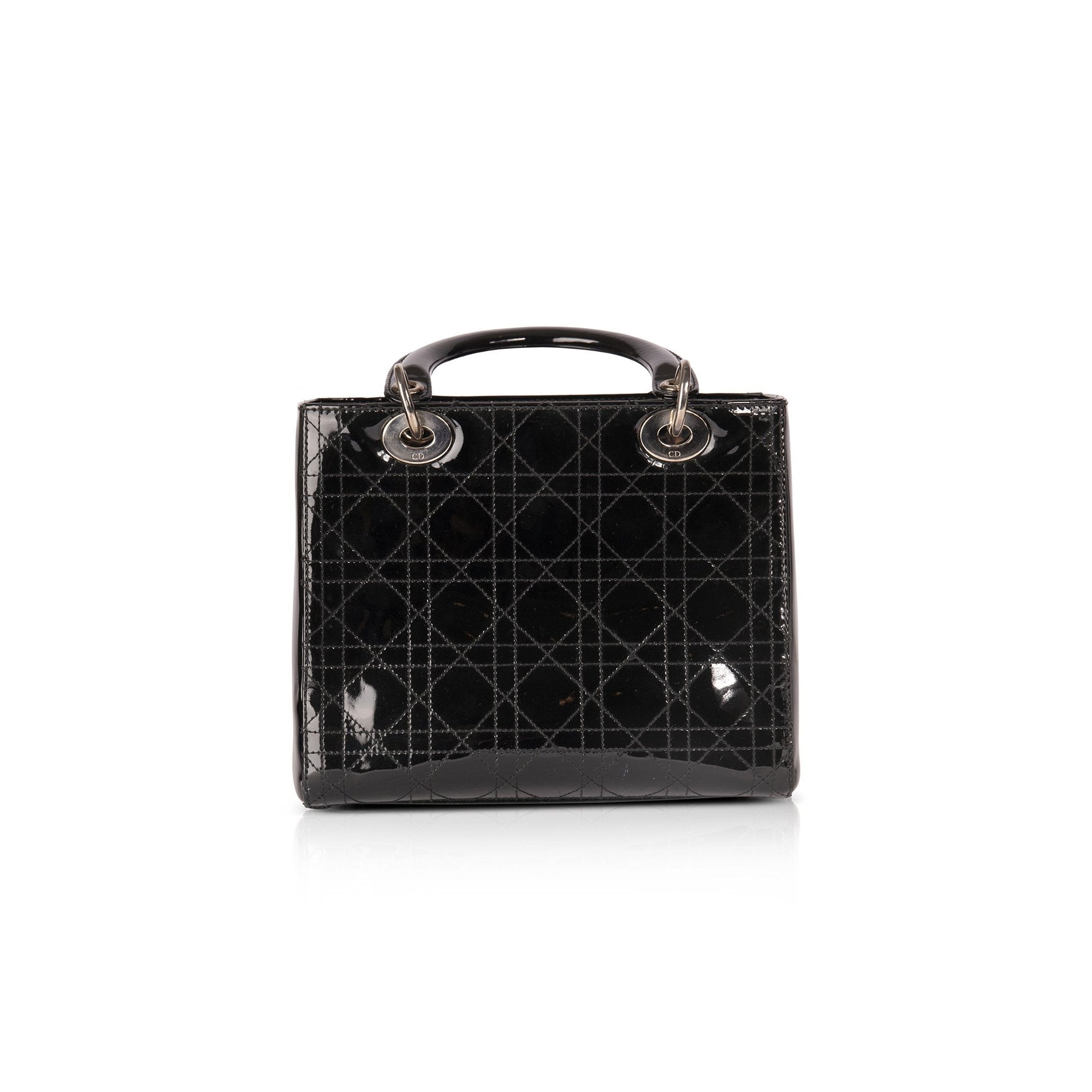 Dior Christian Patent Lady Bag Leather Medium Travel Bag