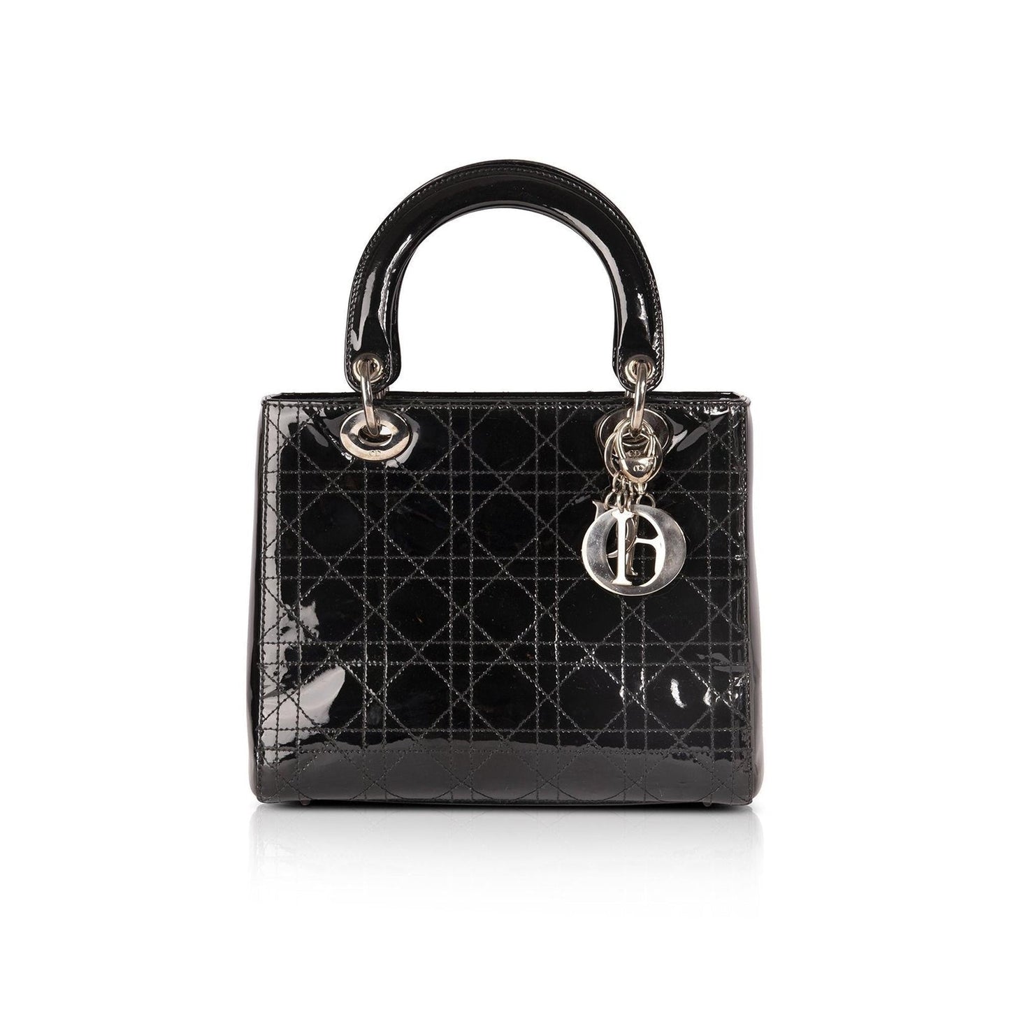Dior Christian Patent Lady Bag Leather Medium Travel Bag