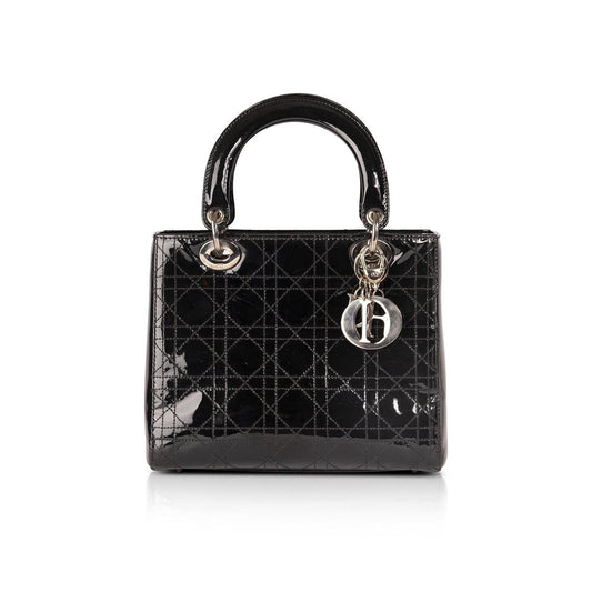 Dior Christian Patent Lady Bag Leather Medium Travel Bag