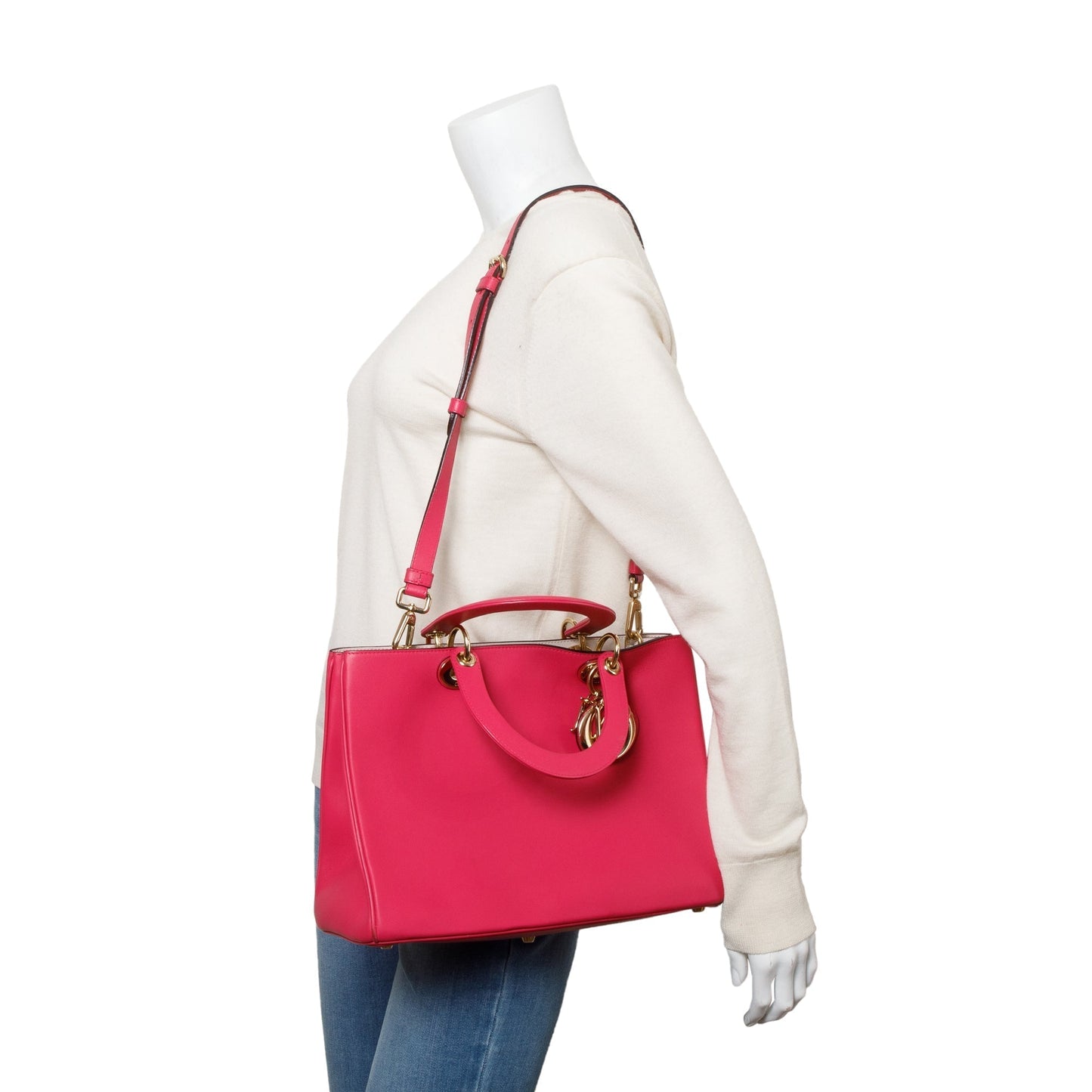 Dior Christian Calfskin issimo Tote Handbag Leather Pink Tote Bag