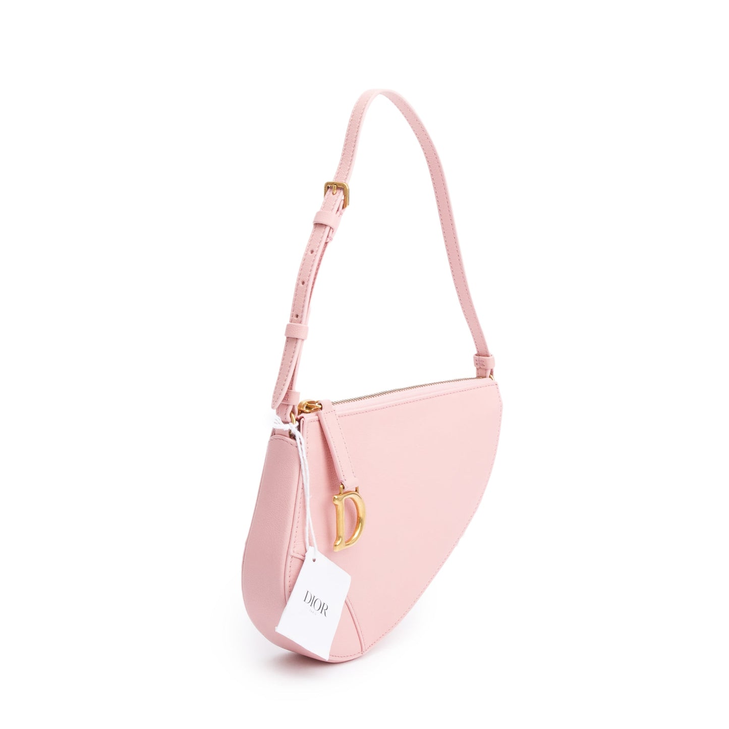 Dior Christian Calfskin Saddle Rodeo Pouch Handbag Leather Pink Travel Bag