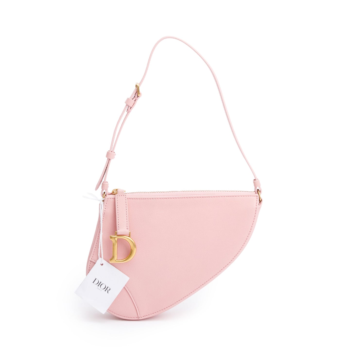 Dior Christian Calfskin Saddle Rodeo Pouch Handbag Leather Pink Travel Bag
