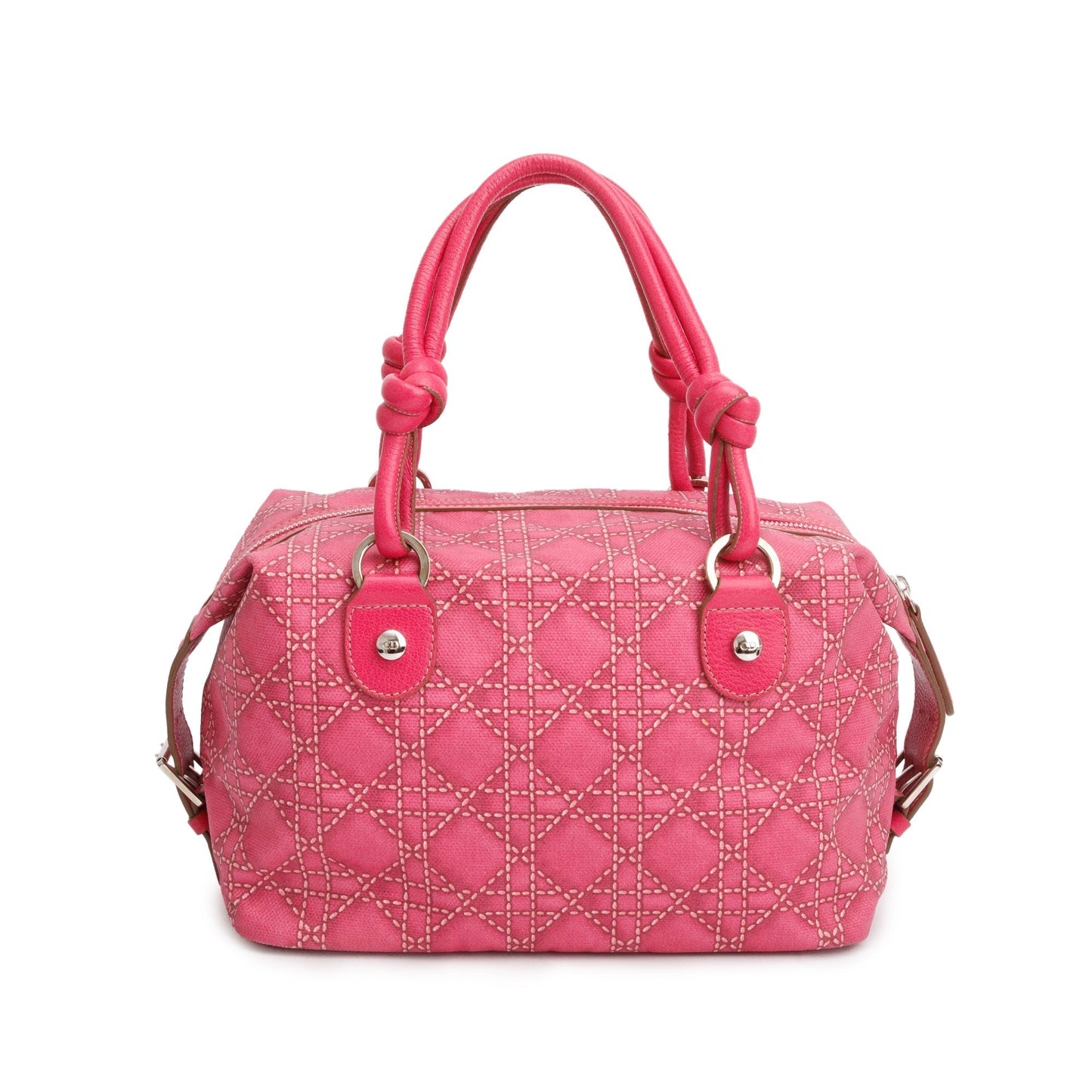 Dior Christian Cannage Coated Shoulder Bag Canvas Pink