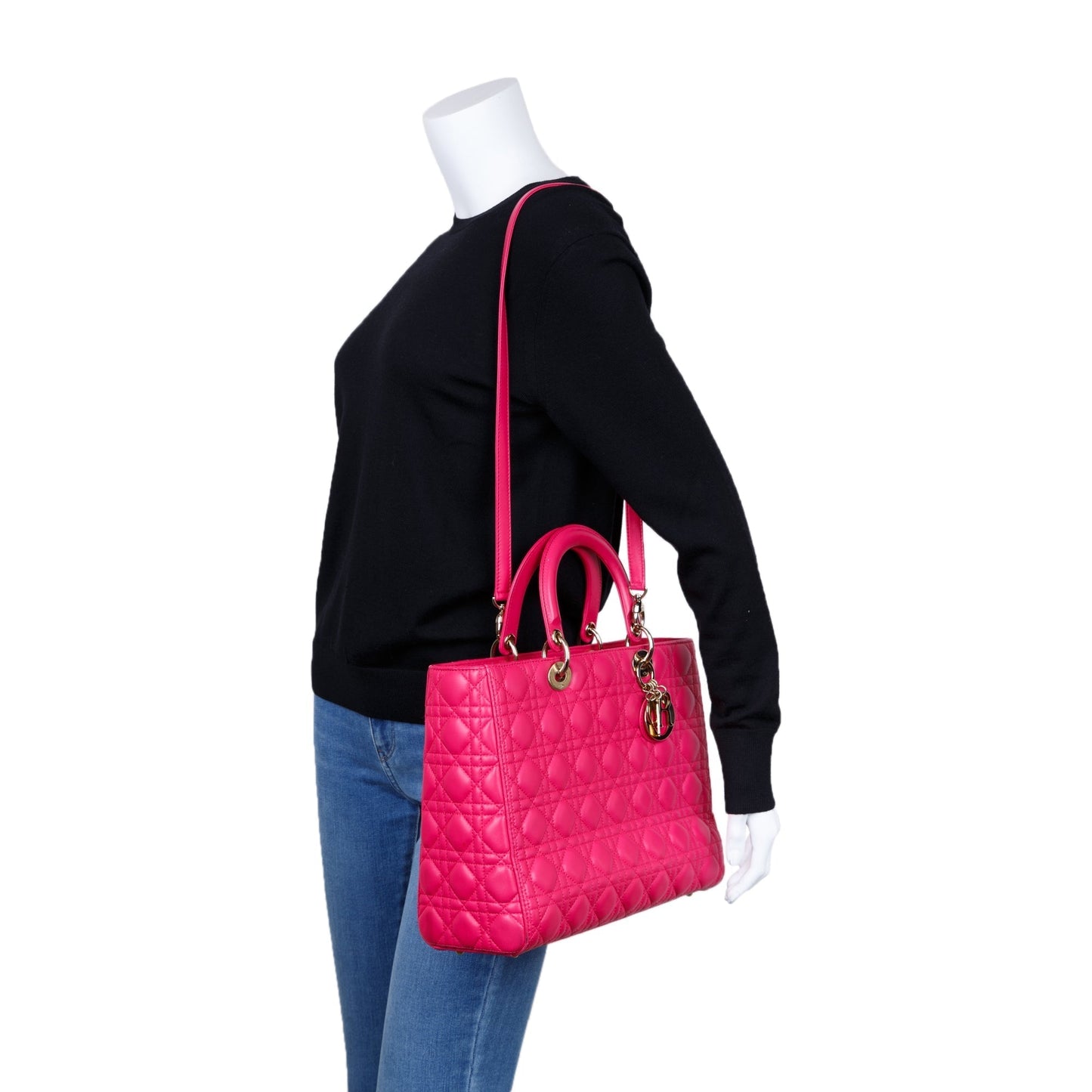 Dior Christian Cannage Lady Bag Pink Large Travel Bag