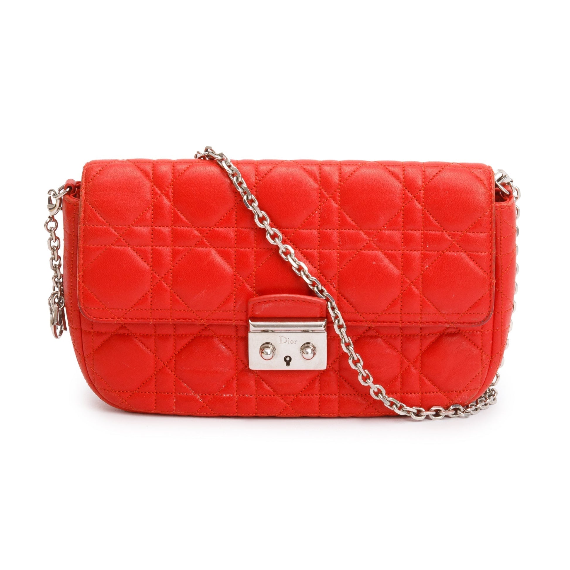 Dior Christian Cannage Miss Promenade Bag Leather Red Travel Bag