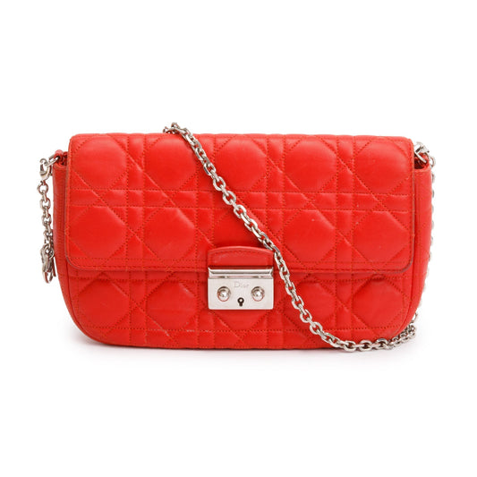 Dior Christian Cannage Miss Promenade Bag Leather Red Travel Bag