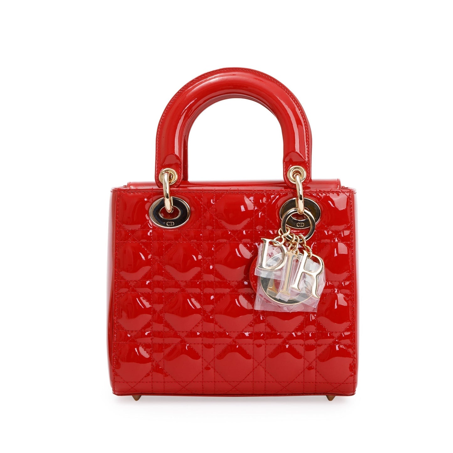 Dior Christian Patent Cannage Lady Bag Leather Red Travel Bag