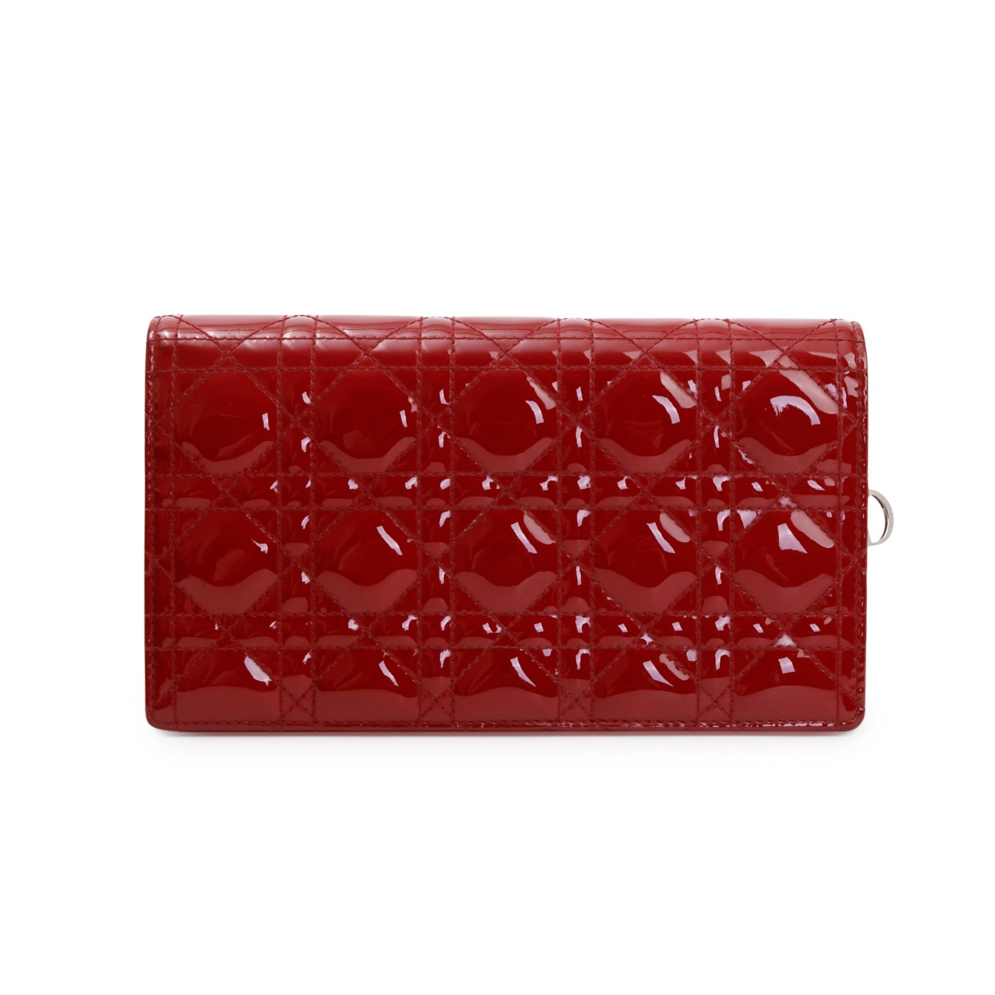 Dior Christian Patent Lady Pouch Handbag Leather Red Travel Bag