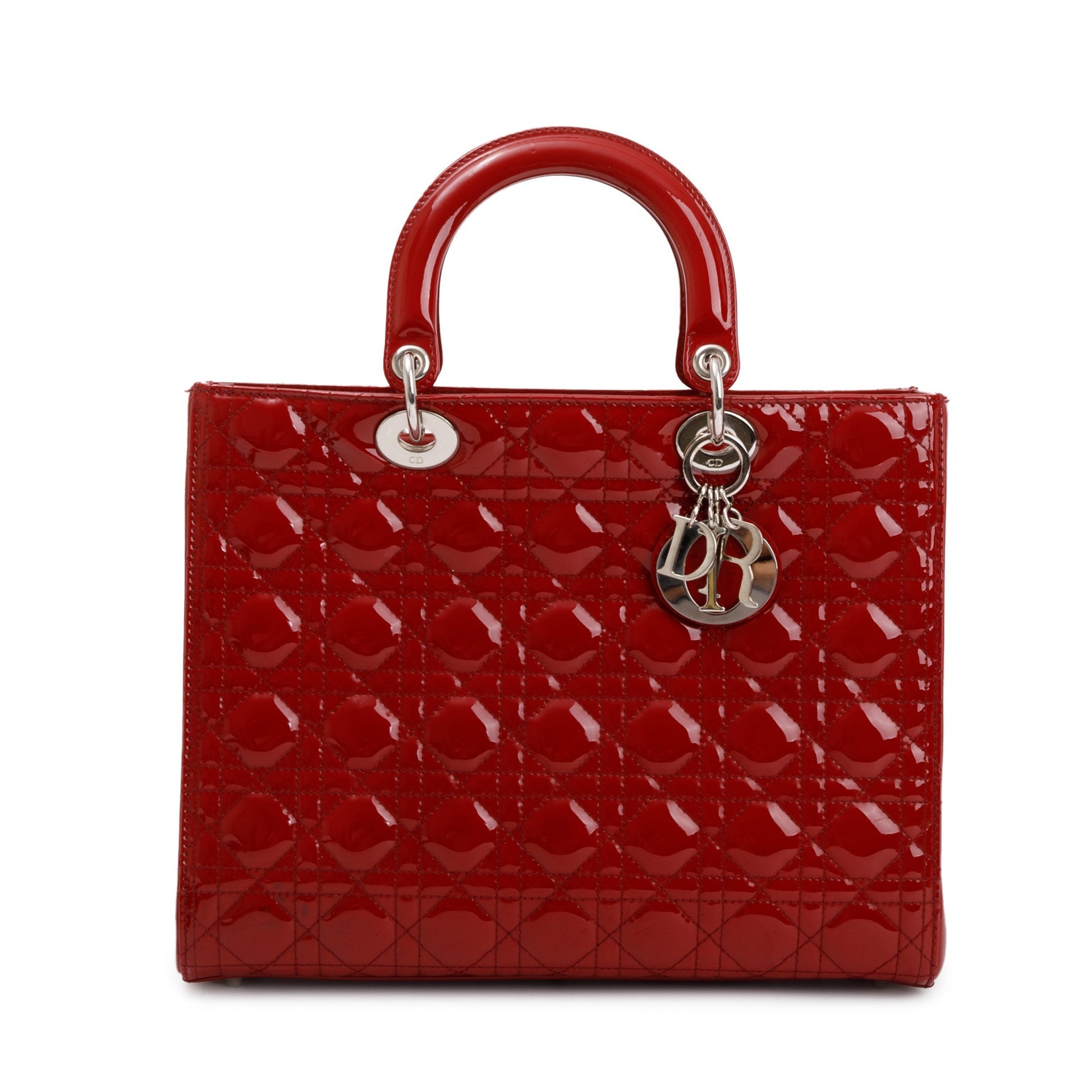 Dior Christian Patent Lady Bag Leather Red Travel Bag Dior Bag