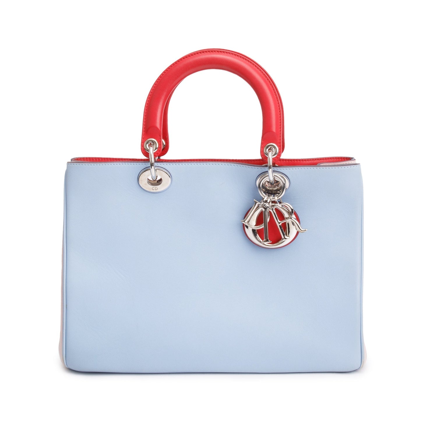 Dior Christian Tricolor Calfskin issimo Tote Handbag Leather Medium Tote Bag