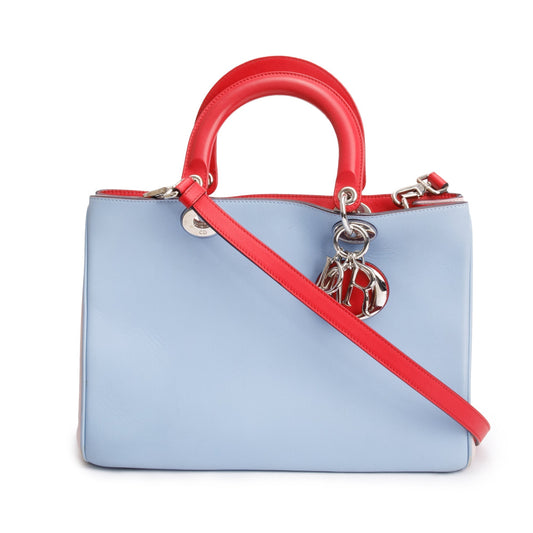 Dior Christian Tricolor Calfskin issimo Tote Handbag Leather Medium Tote Bag