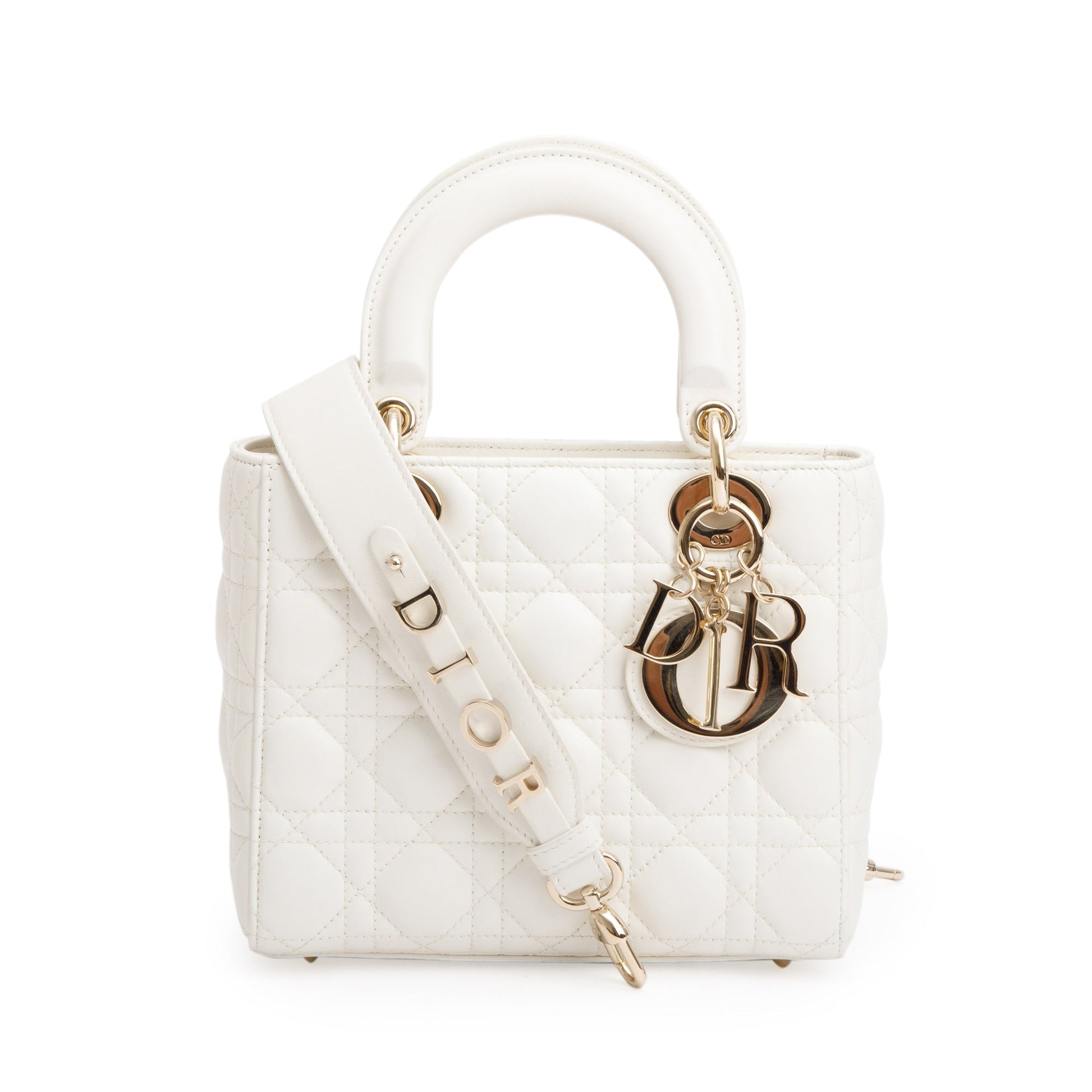 Dior Christian Cannage Lady Bag Leather White Travel Bag