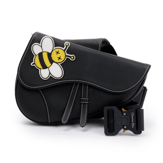 Dior Christian X Kaws Calfskin Bee Saddle Bag Leather Travel Bag