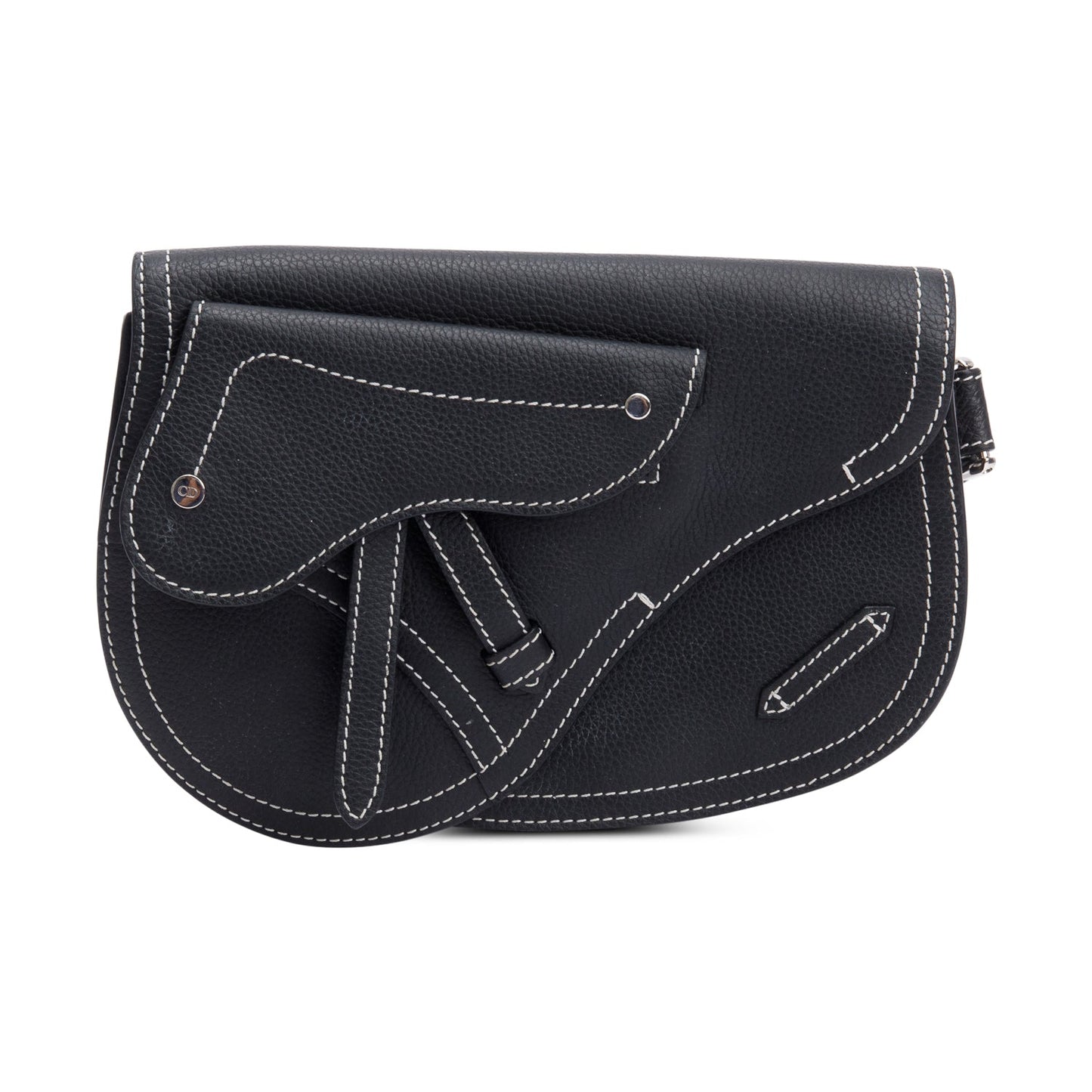Dior Christian X Kaws Calfskin Double Saddle Bag Leather Travel Bag