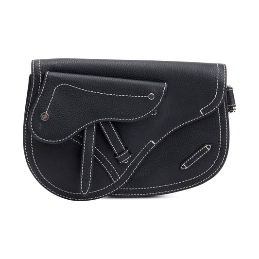Dior Christian X Kaws Calfskin Double Saddle Bag Leather Travel Bag