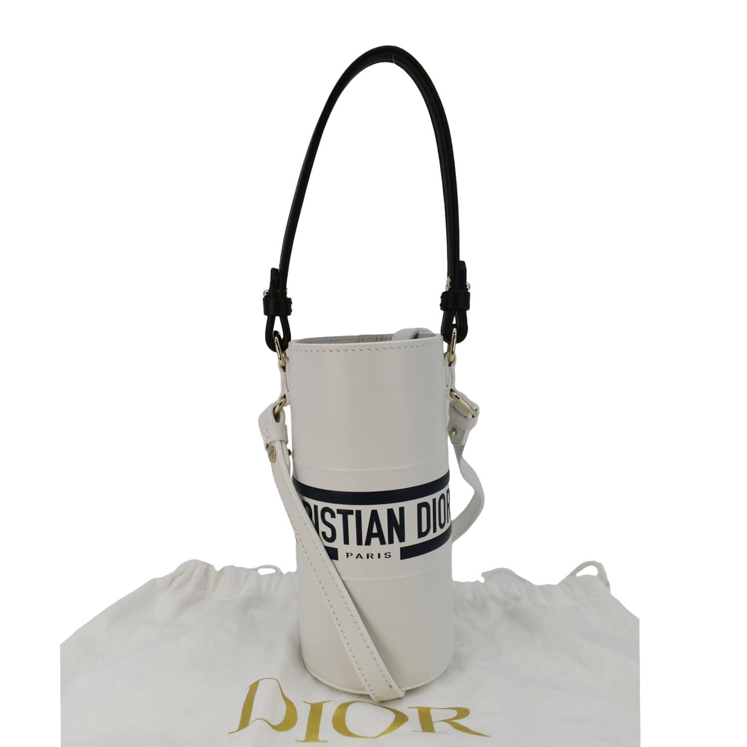 Dior Christian Vibe Bottle Holder Printed Crossbody Bag Leather White