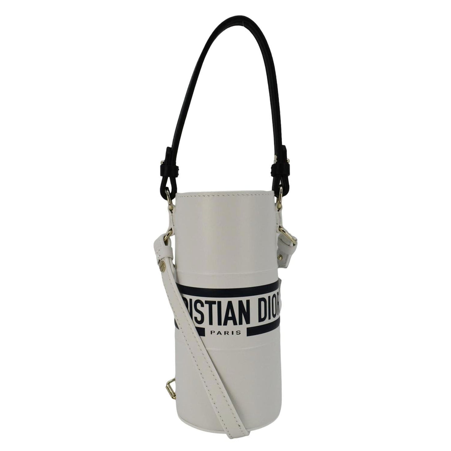 Dior Christian Vibe Bottle Holder Printed Crossbody Bag Leather White