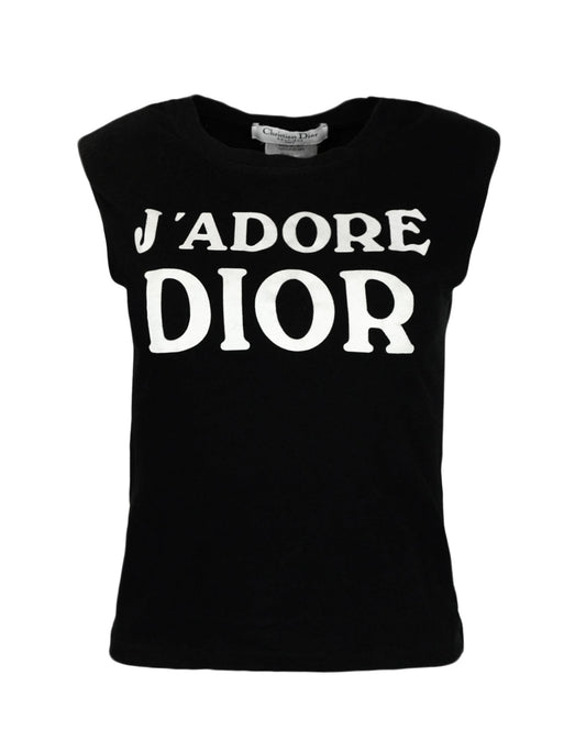 Dior Handbag Christian J'Adore Tank Top sz 6 Black White
