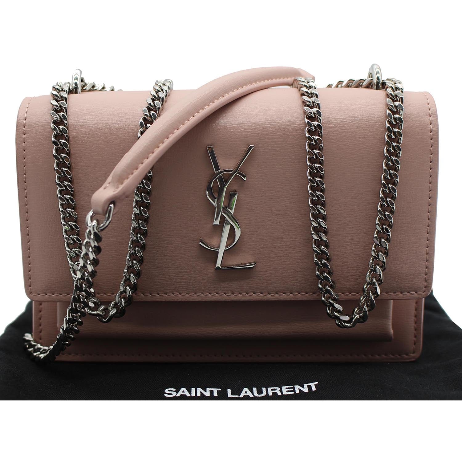 YSL Saint Laurent Yves Sunset Shoulder Bag Leather Monogram Pink