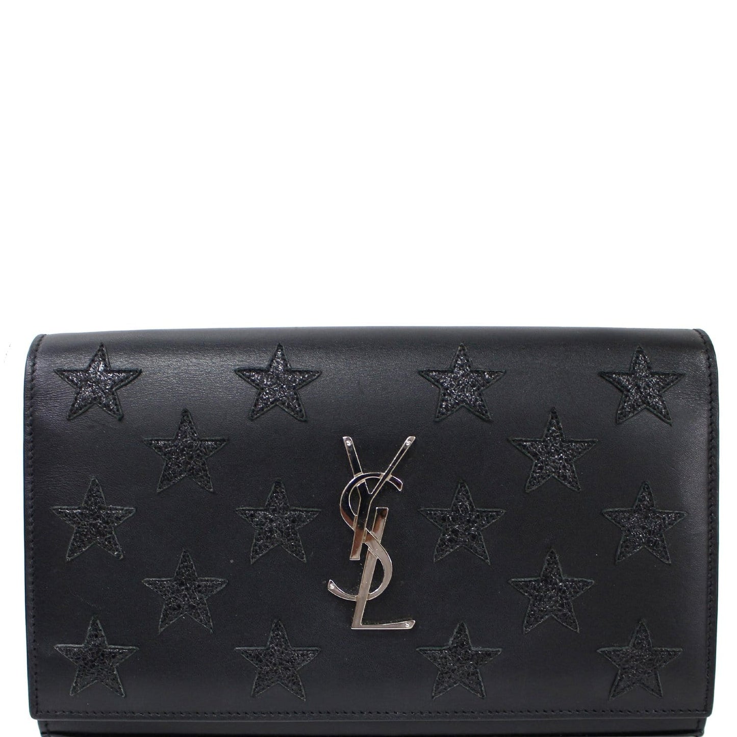 YSL Saint Laurent Saint Kate Stars Clutch Crossbody Bag Leather Black