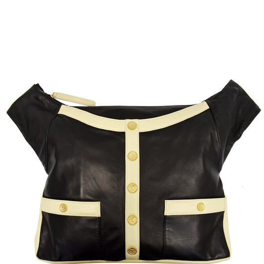 Chanel Girl Lambskin Shoulder Bag Black Beige