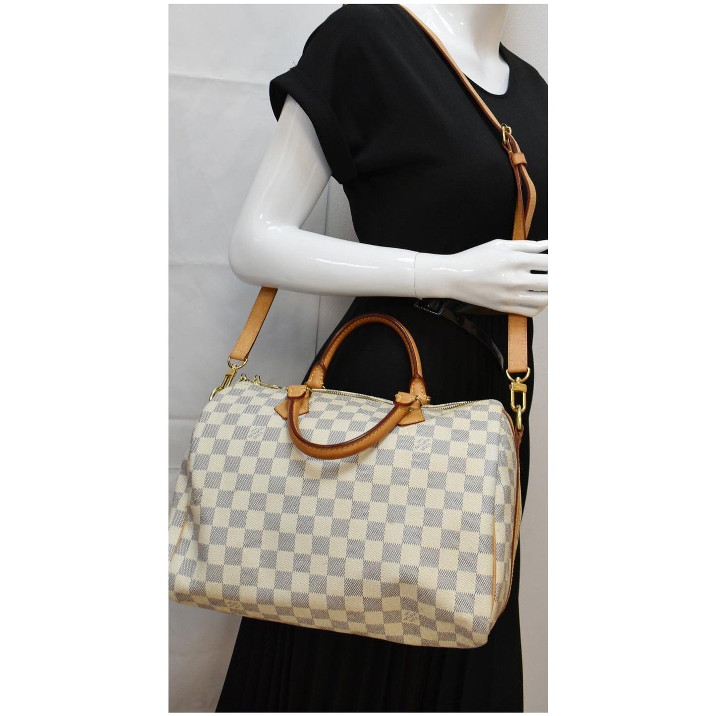 Louis Speedy Bandouliere Damier Azur Shoulder Bag White