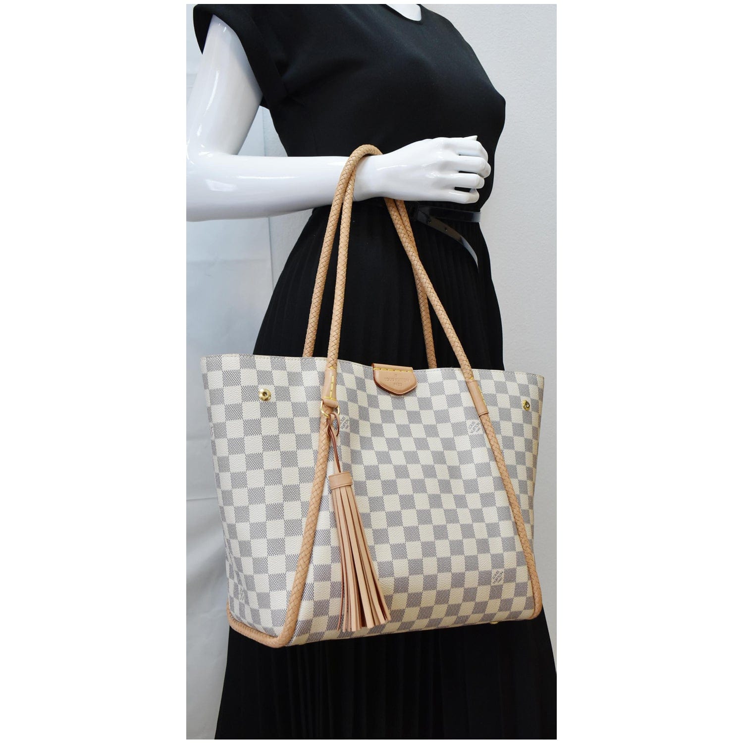 Louis Propriano Damier Azur Tote Shoulder Bag White