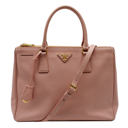 Prada Galleria Double Zip Saffiano Tote Bag Petal Leather Pink