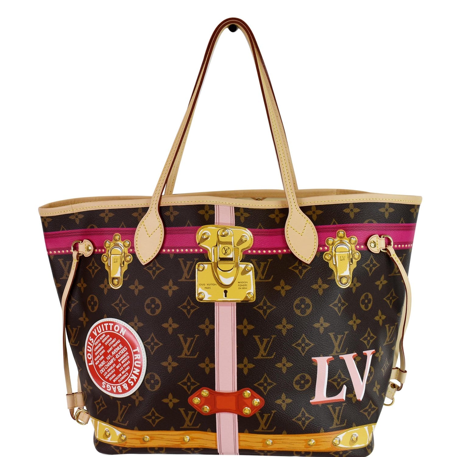 Louis Neverfull Mm Summer Trunk Shoulder Bag Canvas Monogram