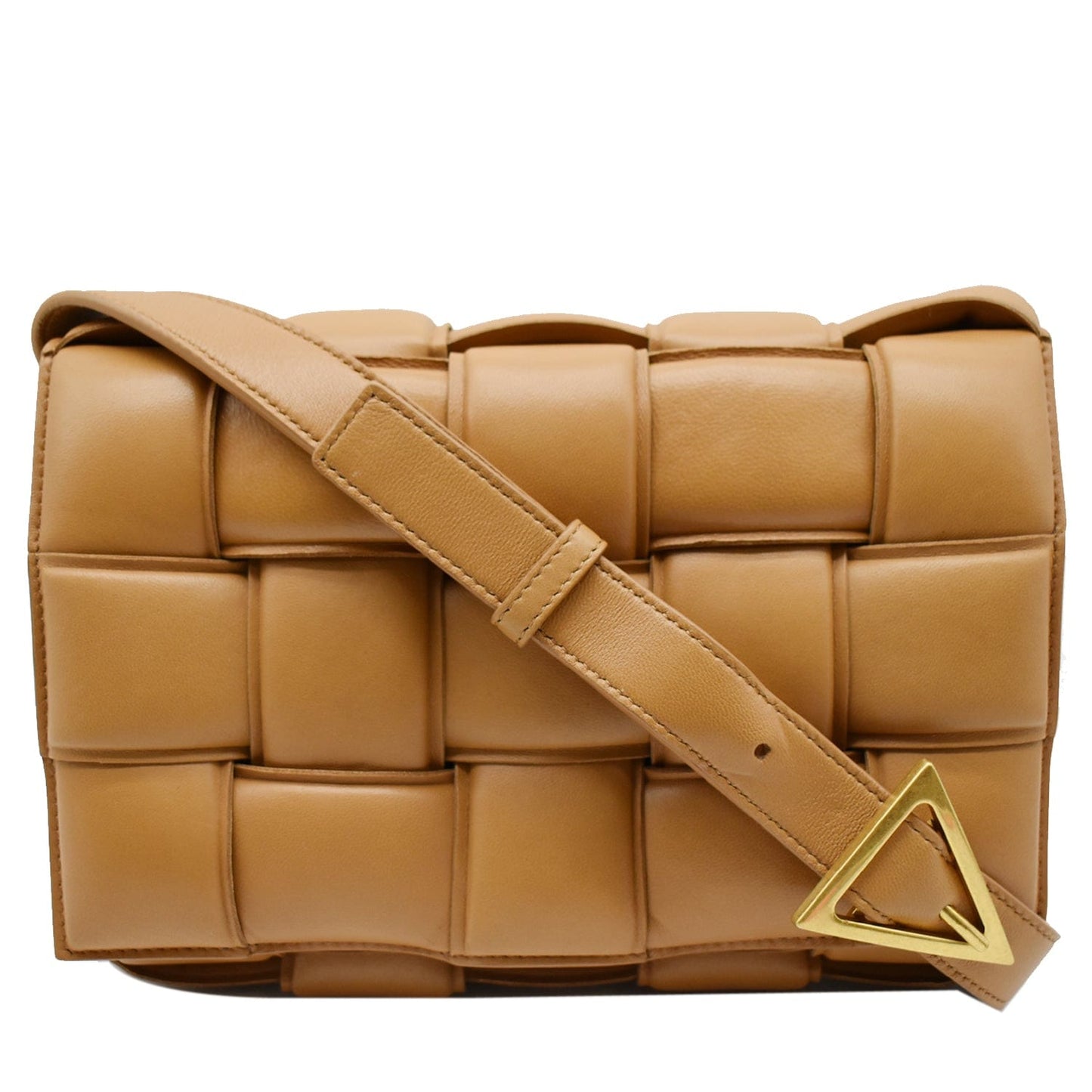 Padded Cassette Crossbody Bags Caramel Leather