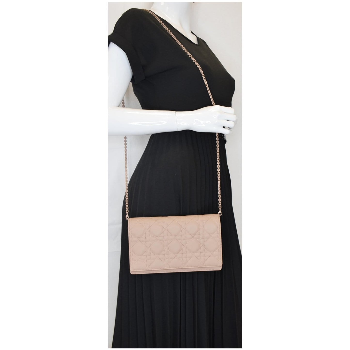 Dior The Lady Calfskin Pouch Bag Blush Ultramatte Chain Shoulder Bag