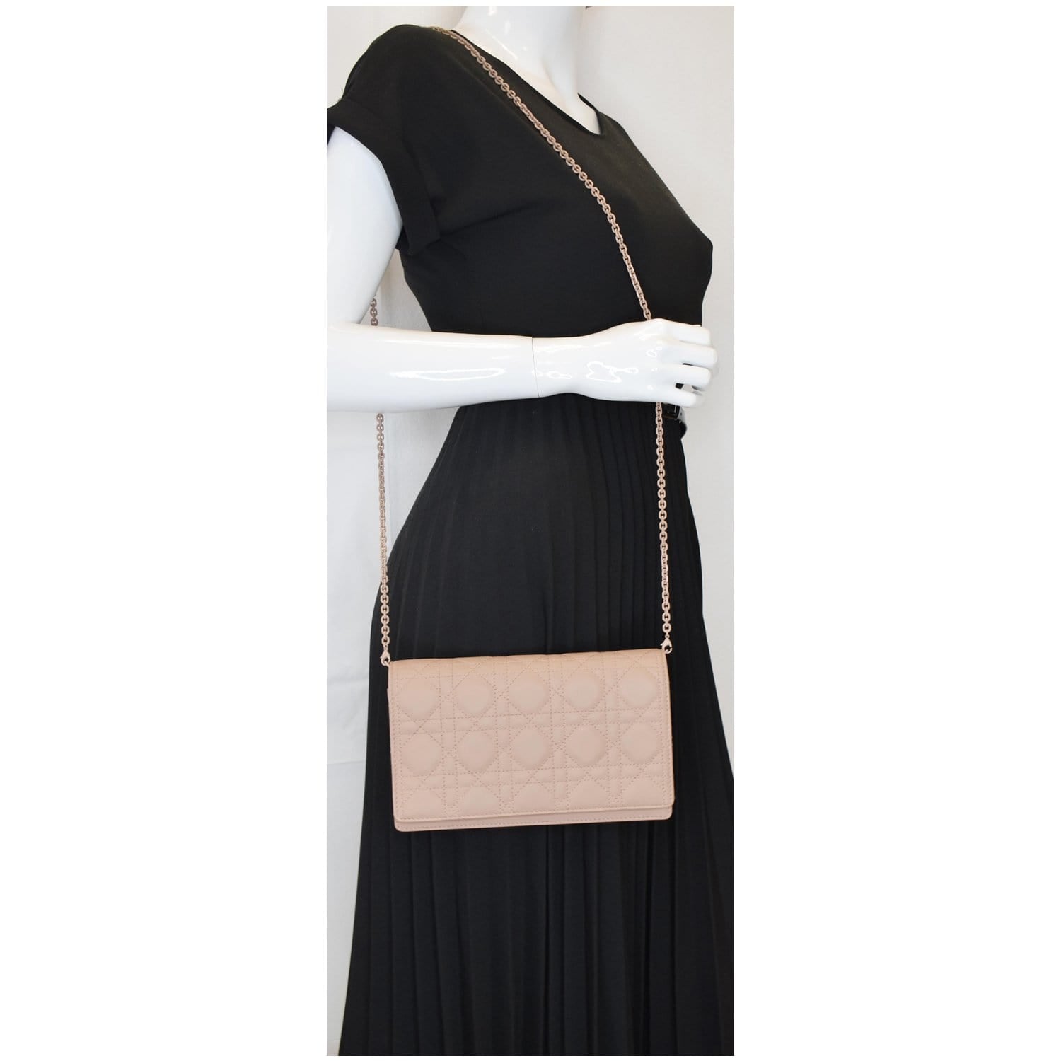 Dior The Lady Calfskin Pouch Bag Blush Ultramatte Chain Shoulder Bag