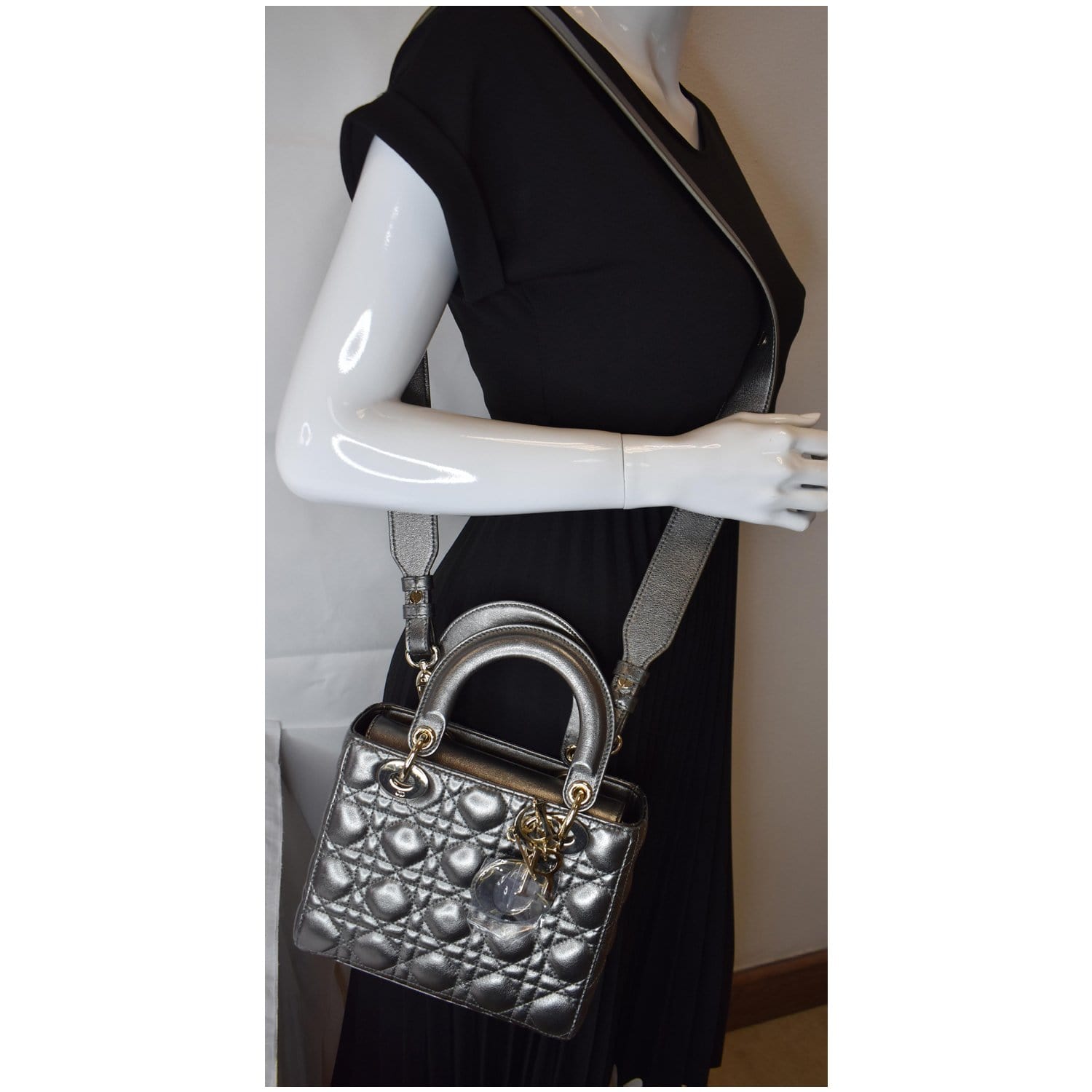 Dior My Abc Grained Calfskin Shoulder Bag Gunmetal