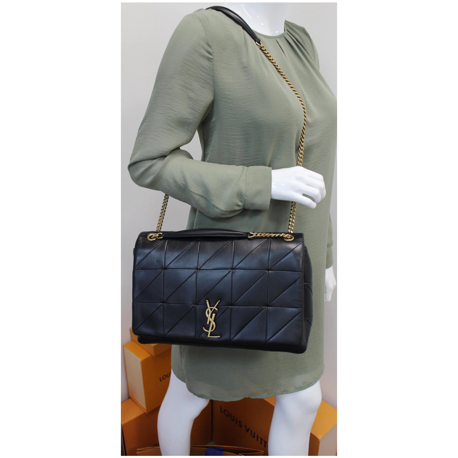 YSL Saint Laurent Saint Jamie Giant Lambskin Shoulder Bag Leather Black