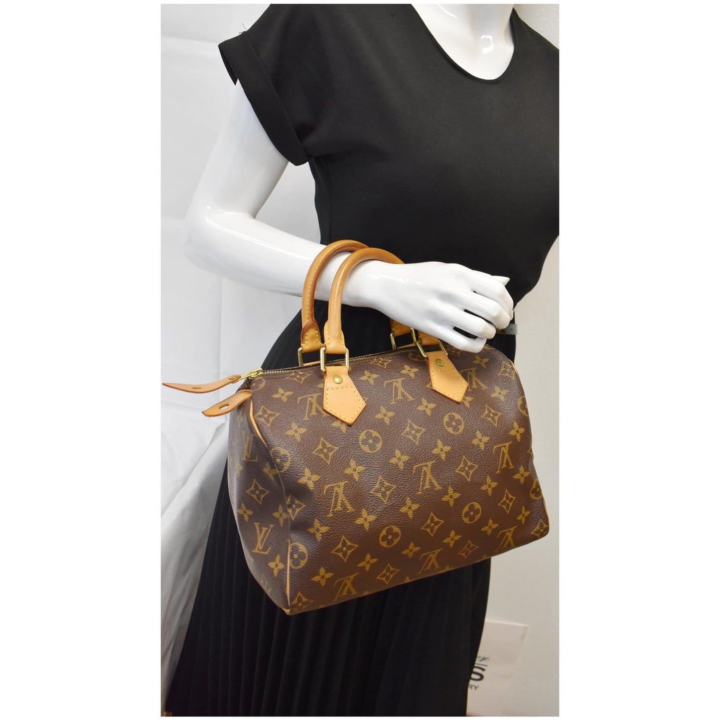 Louis Speedy Satchel Bag Canvas Monogram Travel Bag Bag Brown
